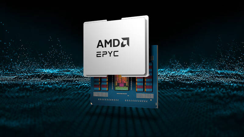 Процессор AMD EPYC 8005 на плате и графике