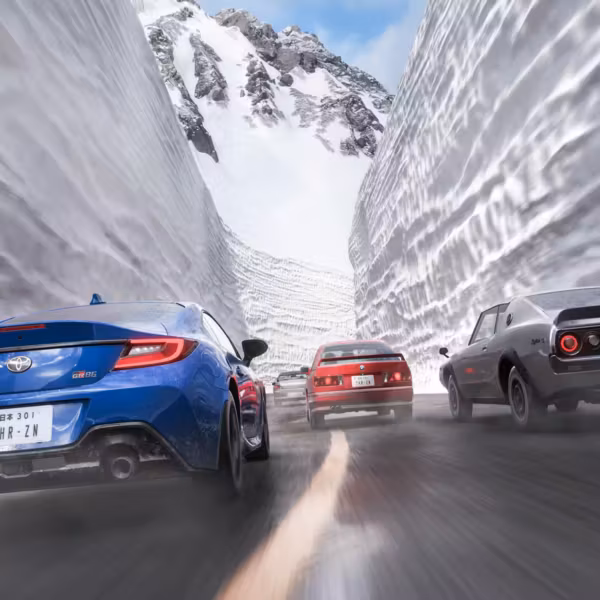 Три классические спортивные машины на дороге в горах для Forza Horizon 6