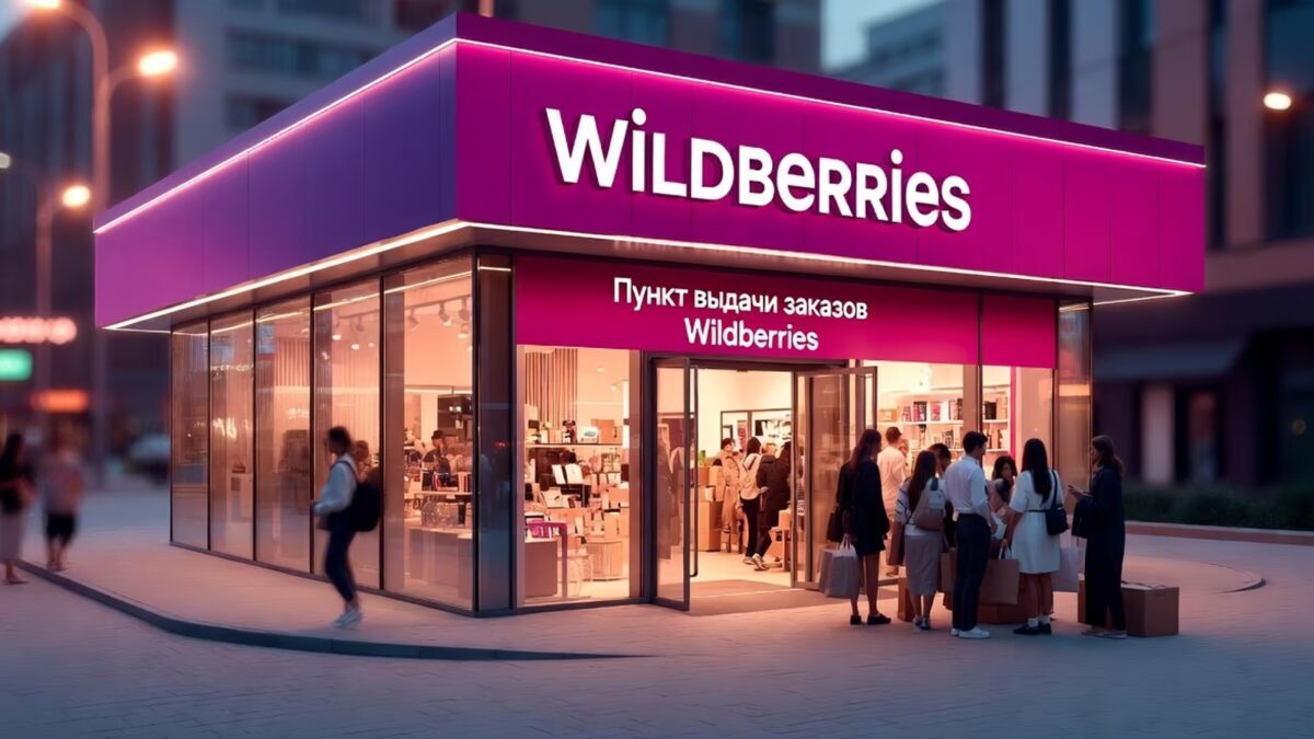 Круглосуточный ПВЗ Wildberries на улице с людьми
