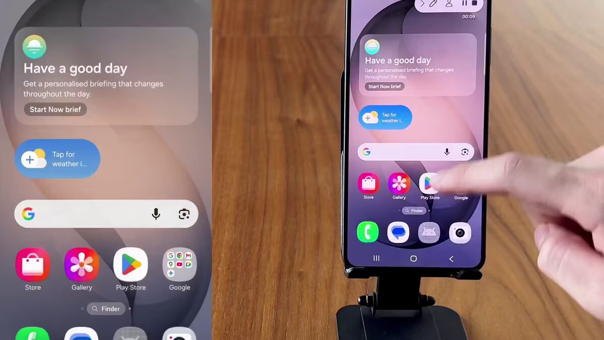 Экран Galaxy S26 с приложением для бритья в меню