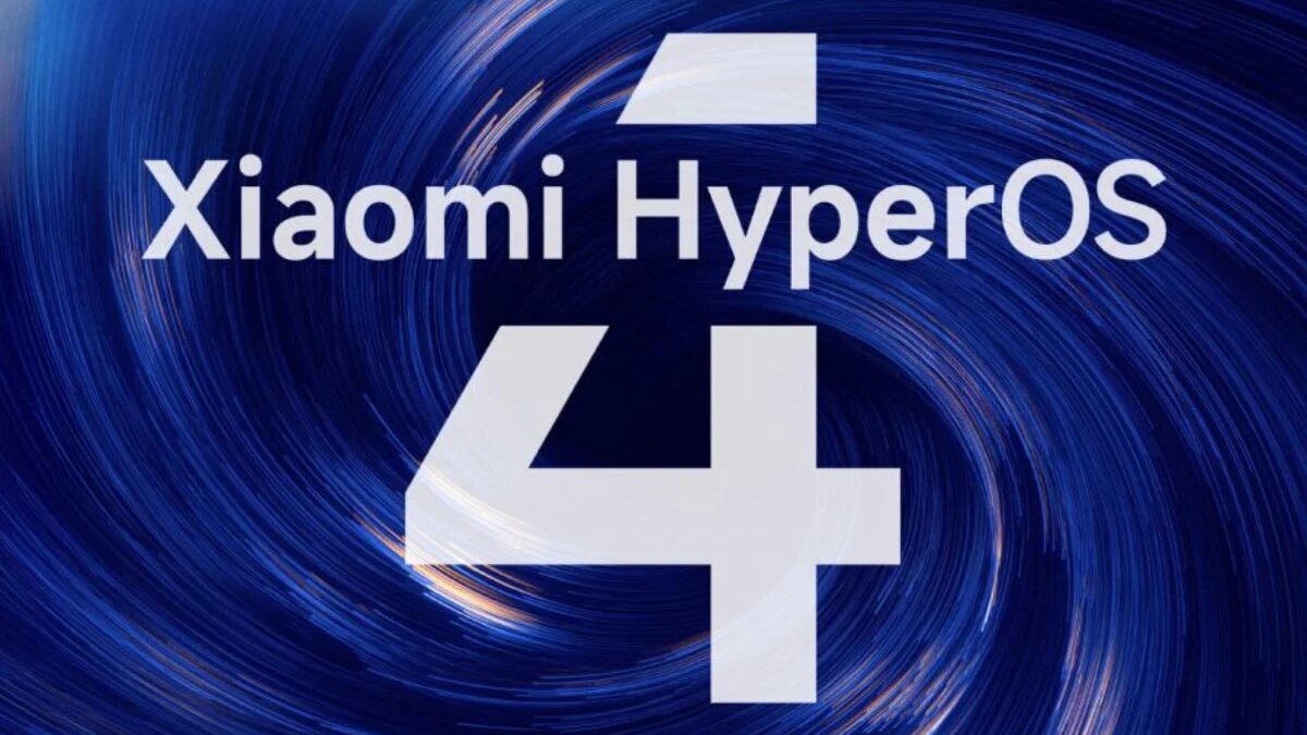 Список устройств Xiaomi HyperOS 4 на фоне spinning data flow