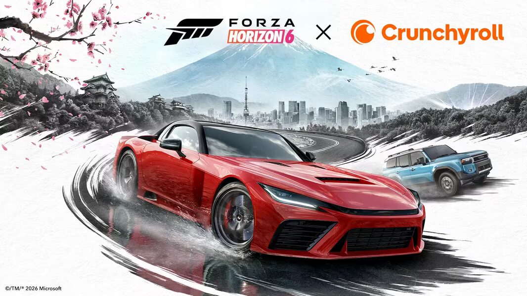 Автомобили из Forza Horizon 6 на трассе с горой Фудзи