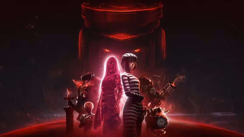Персонажи из игры Luna Abyss в неоновом стиле