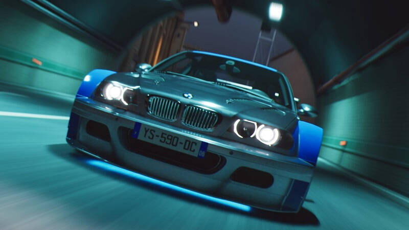 Гоночная машина BMW M3 E46 с голубым подкрылком постоянкой