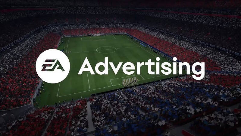 Логотип EA Advertising на футбольном стадионе