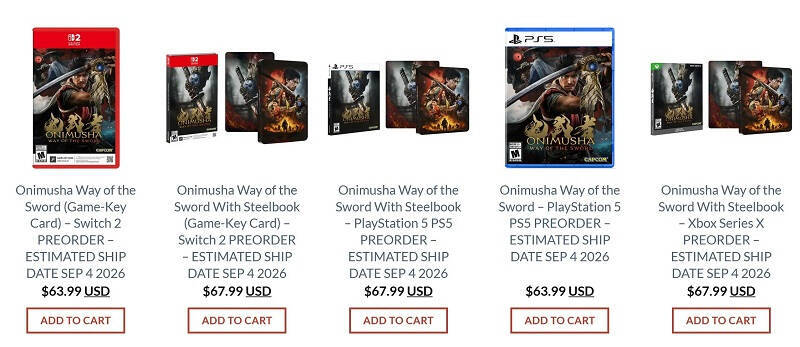 Различные версии игры Onimusha Way of the Sword для разных платформ