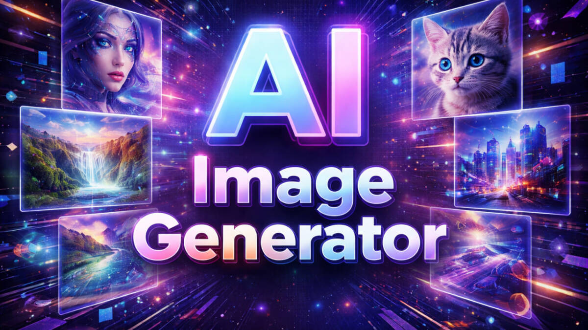 Графика, отображающая AI Image Generator и окружающие изображения