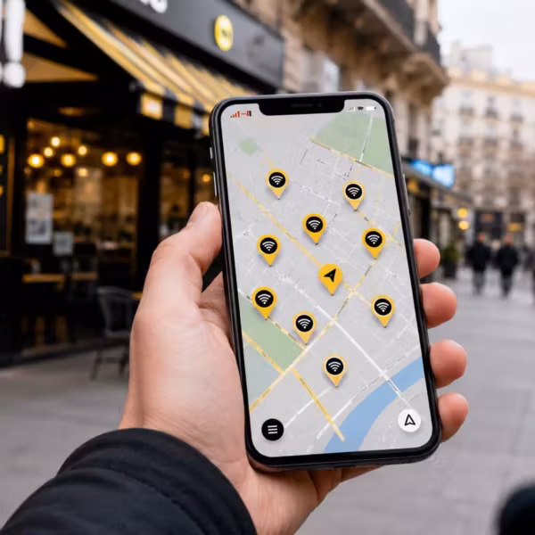 Мобильный телефон с точками Wi-Fi на карте приложение Билайн