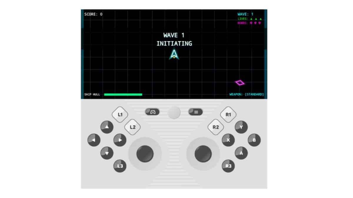 игровое управление для сгибающегося смартфона Android 17 на экране с графикой