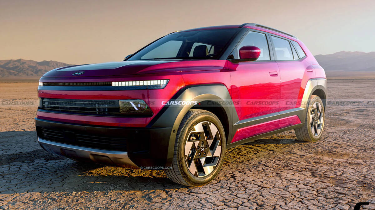 Электрический кроссовер Hyundai Kona 2027 на пустынной местности