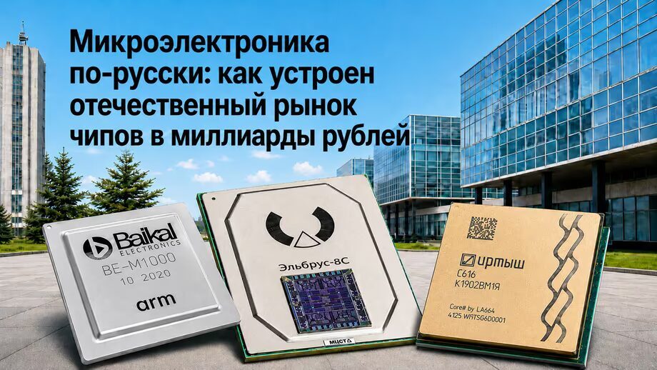 Три микросхемы с названиями и логотипами оборудования
