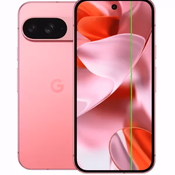 Смартфон Google Pixel 9 с зеленой линией на экране