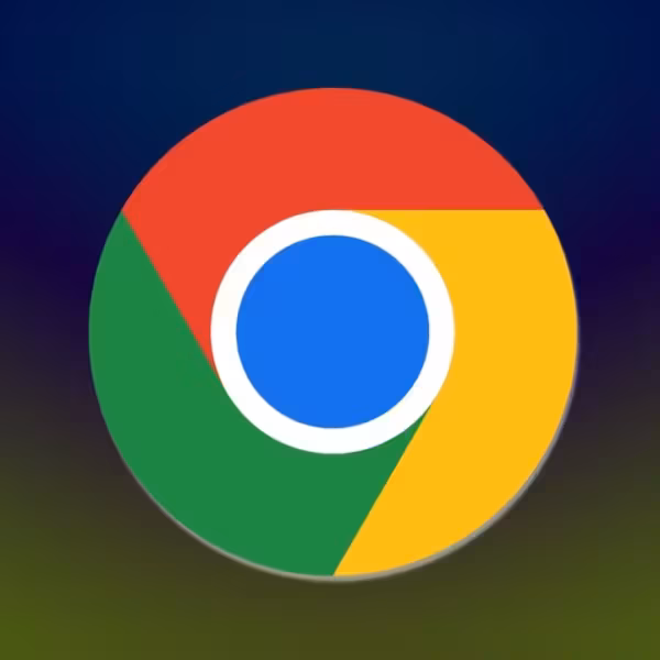 Логотип браузера Chrome на фоне градиентного цвета