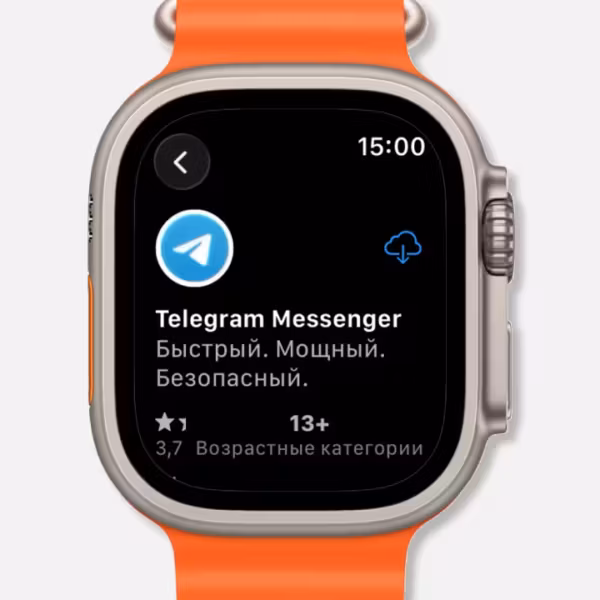 Экран Apple Watch с приложением Telegram Messenger