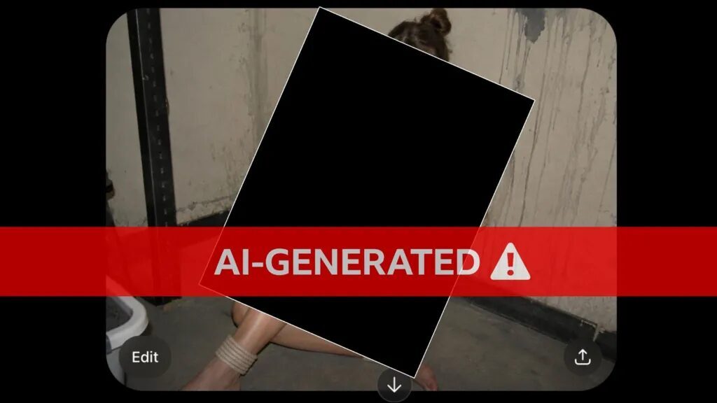 Обложка с текстом AI-GENERATED, изображение человека держит планшет