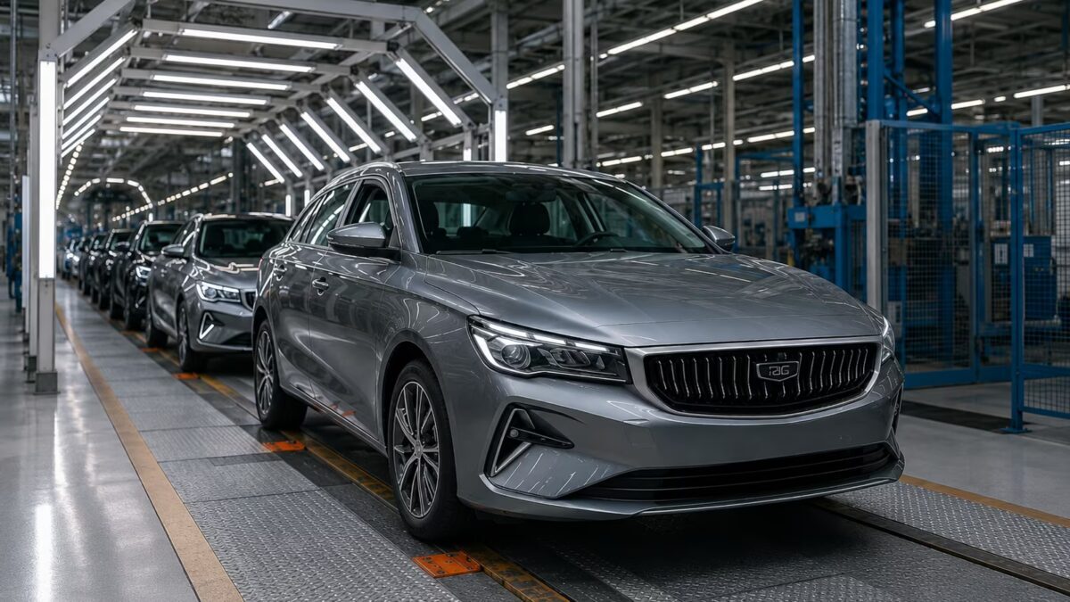 автомобиль Kia в производственном цехе Belgee детали экстерьера