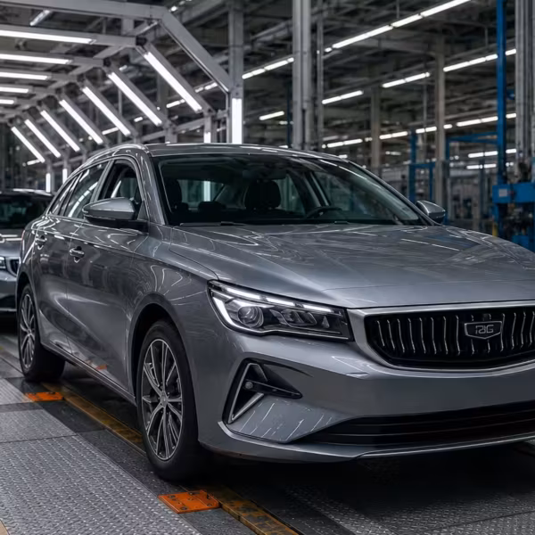 автомобиль Kia в производственном цехе Belgee детали экстерьера