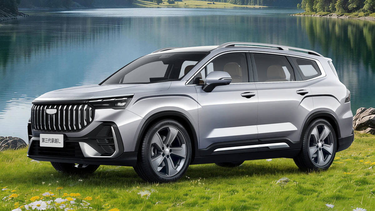Кроссовер Geely Okawango вблизи на природе