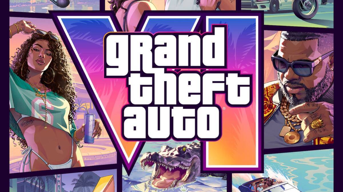 Обложка игры GTA VI Rockstar с авто и персонажами