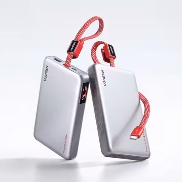 Портативный аккумулятор Ugreen PB541 с красным кабелем