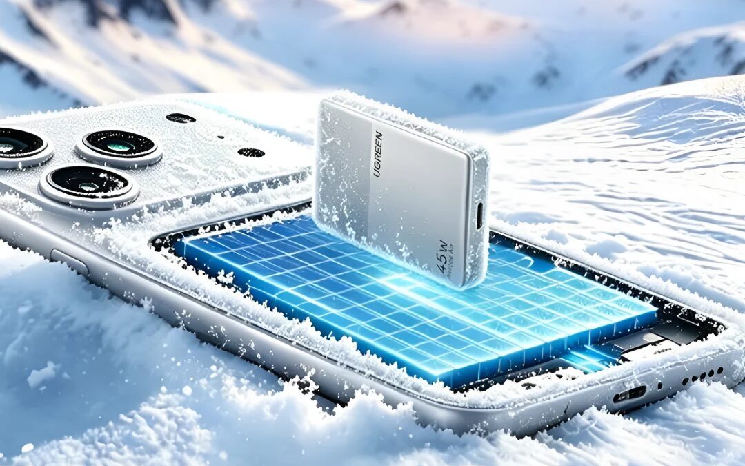 Зарядное устройство Ugreen Nexode Air 45W на снегу