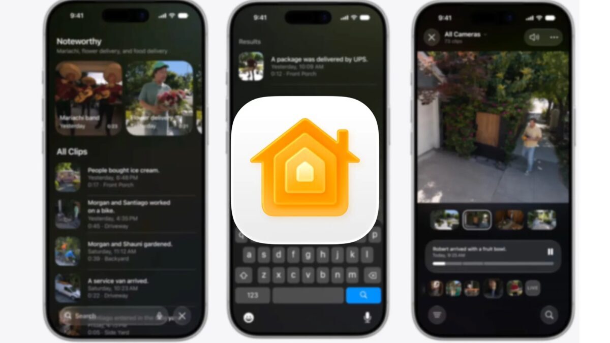 Экран iPhone с интерфейсом поиска и фото. iOS 27