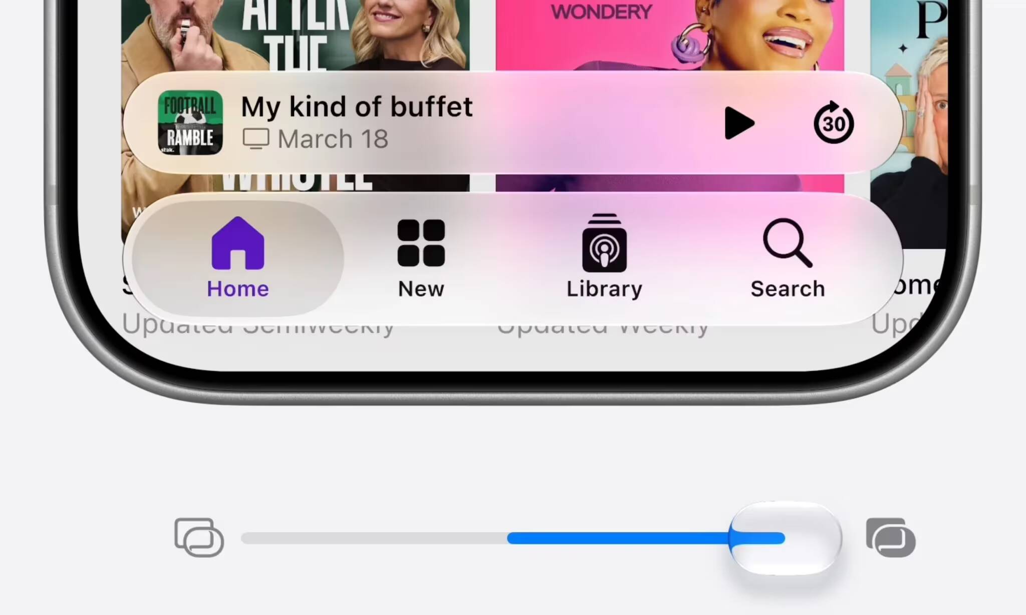 Экран iPhone с музыкой и временем в iOS 27