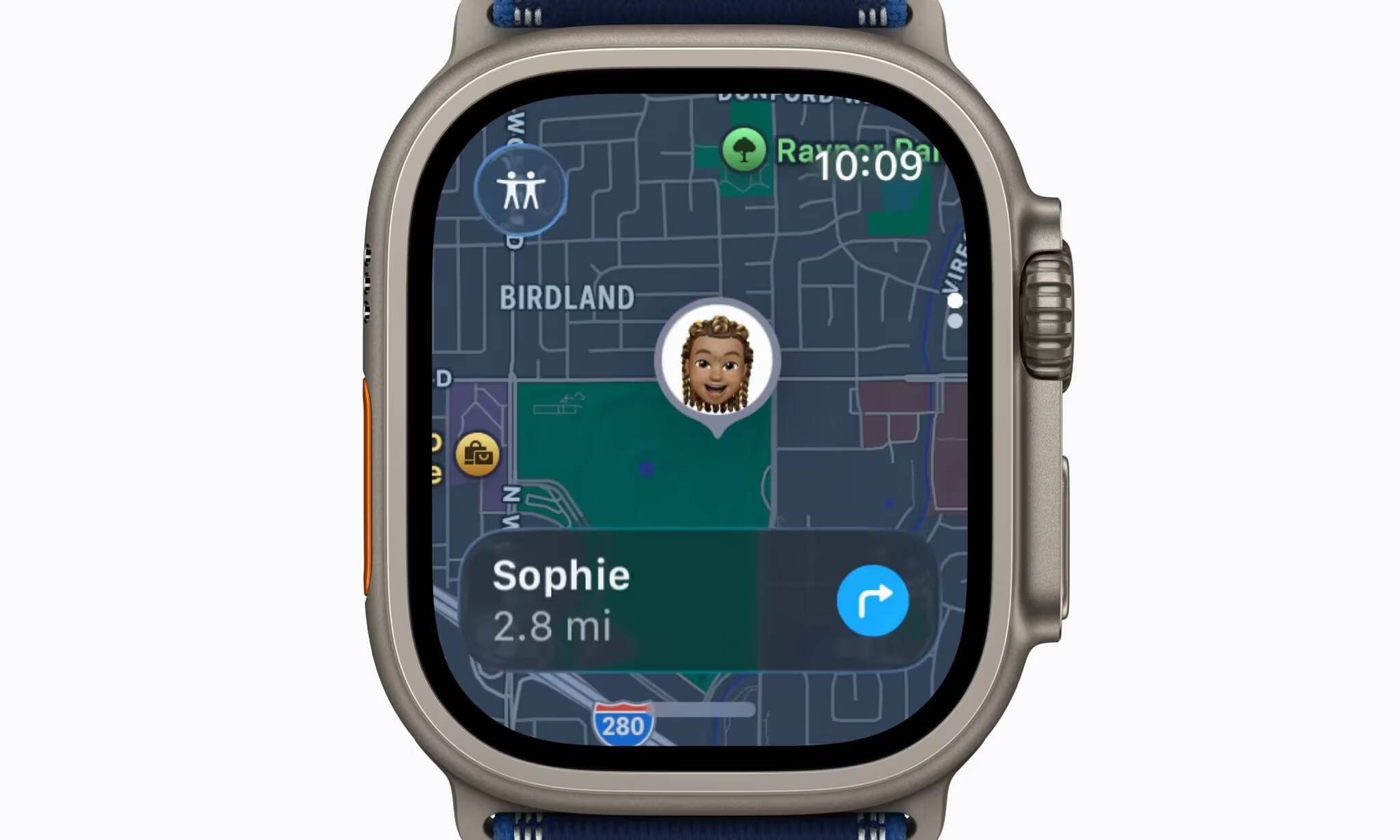 Мультяшный аватар девушки на экране Apple Watch Series 9