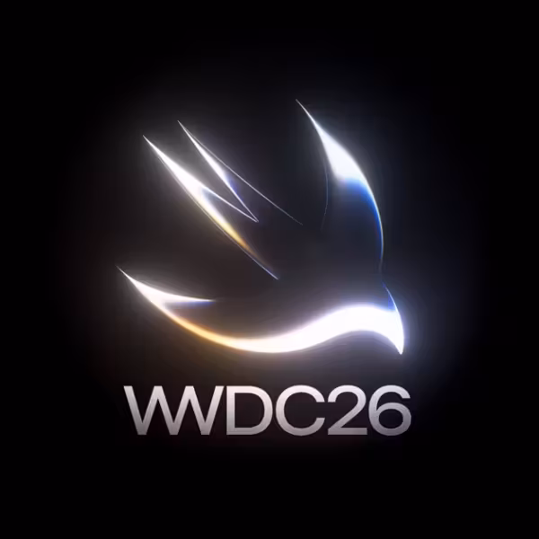 Логотип WWDC26 с изображением птицы на черном фоне