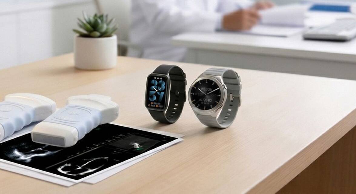 Два умных часа ASUS VivoWatch 6 на столе