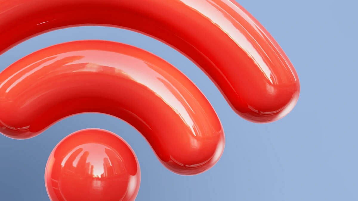 Красный символ Wi-Fi МТС в виде 3D дизайна