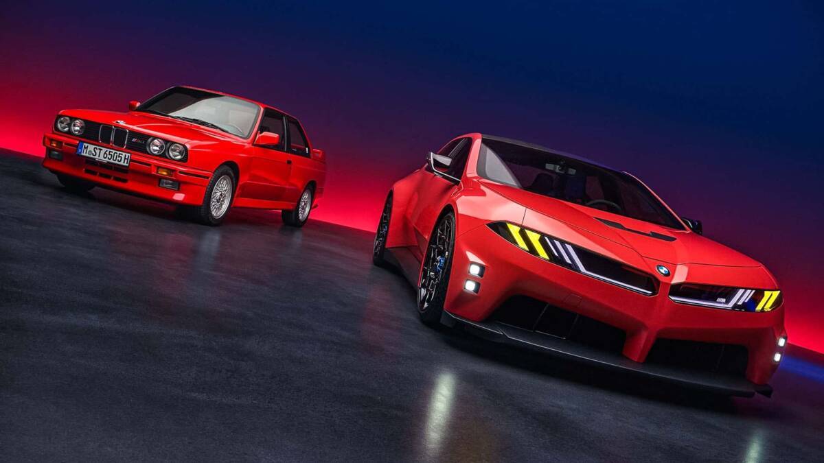 Электроконцепт BMW M Concept Neue Klasse два мотора ярко-красный спорткар