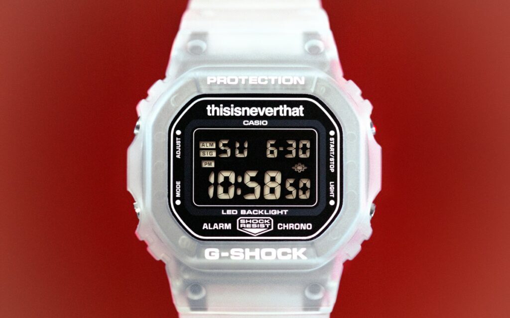 Часы G-Shock DW-5600TNT-7 с цифровым дисплеем и белым прозрачным корпусом