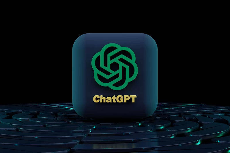 Логотип ChatGPT в центре вокруг киберпространства