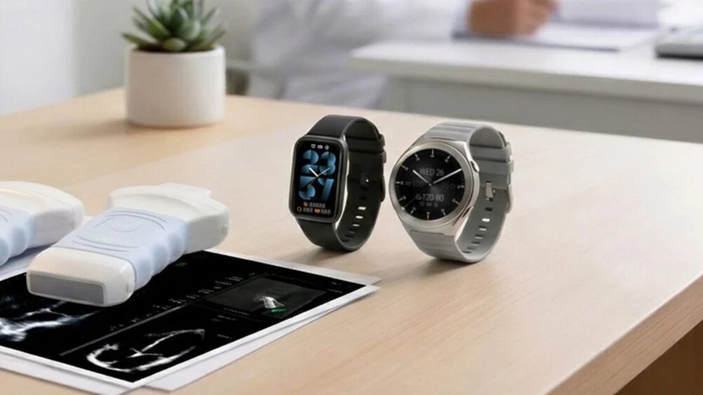 два умных часов Asus VivoWatch 6 Plus на столе