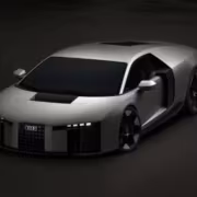 Суперкар Audi Nuvolari угловатый дизайн серебристый цвет