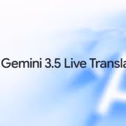Логотип Gemini 3.5 Live Translate на синем фоне