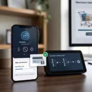 Мобильный телефон с настройками AI-Driven Authorization Веб-сайт на мониторе в фоне