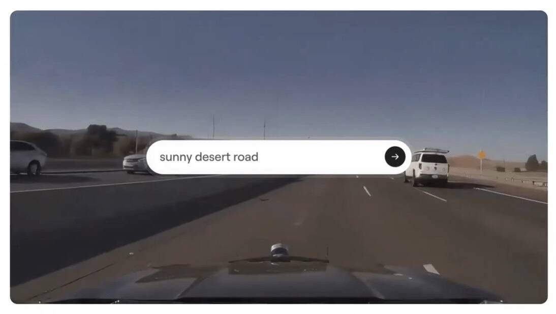 Автомобиль на дороге Sunny Desert Road в симуляции Oasis 3 от Decart