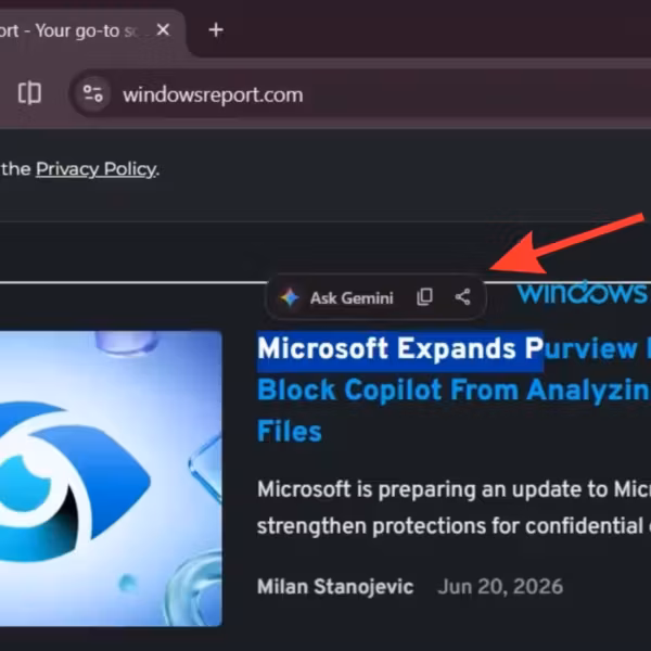 Chrome Canary получил панель Gemini при выделении текста