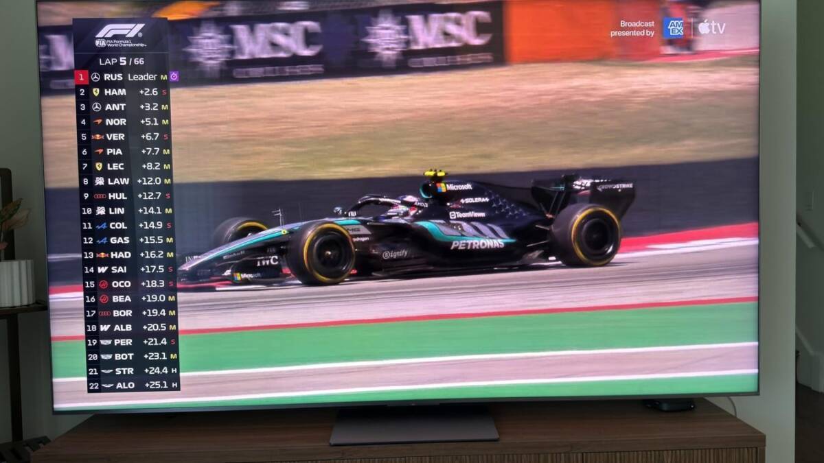 Телевизор TCL QM8L показывает гонки Формулы 1 график чемпионата