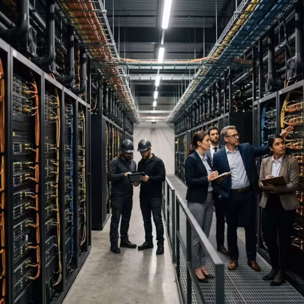люди в серверной комнате на фоне серверов OpenAI IPO 2027