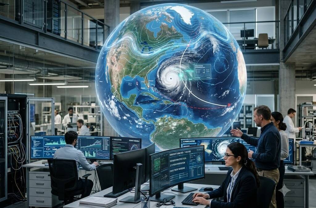 учёные в лаборатории работы с глобальной моделью ASU