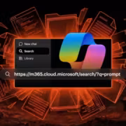 Поиск и меню на экране планшета с логотипом Microsoft Copilot
