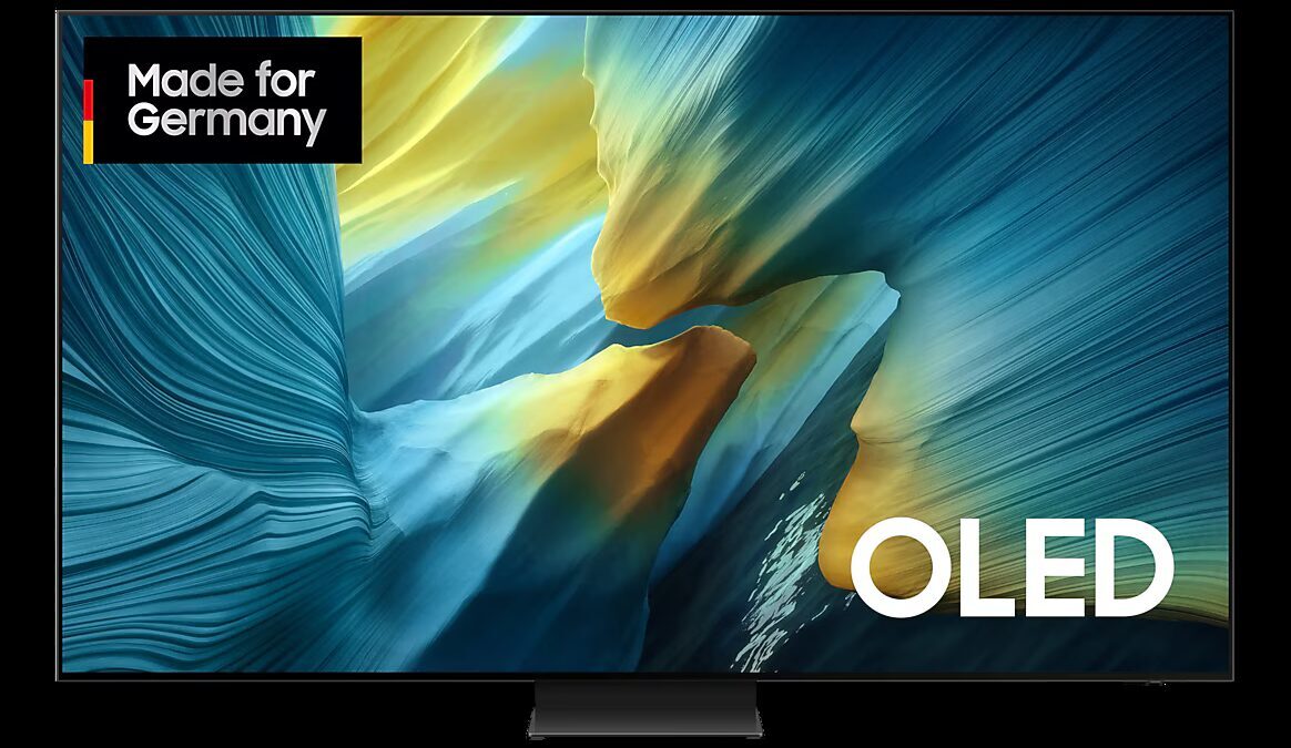 Телевизор OLED с изображением ярких красок и волн