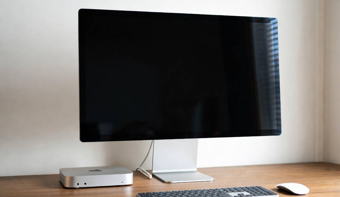 Настольный компьютер Mac с дисплеем и периферией