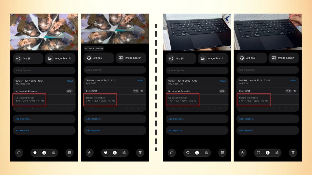 Экран iOS 27 с фотографиями и настройками