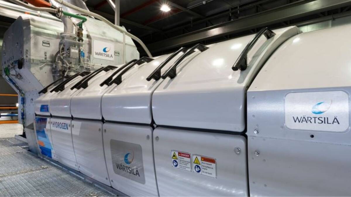 Водородный двигатель Wartsila в промышленном помещении