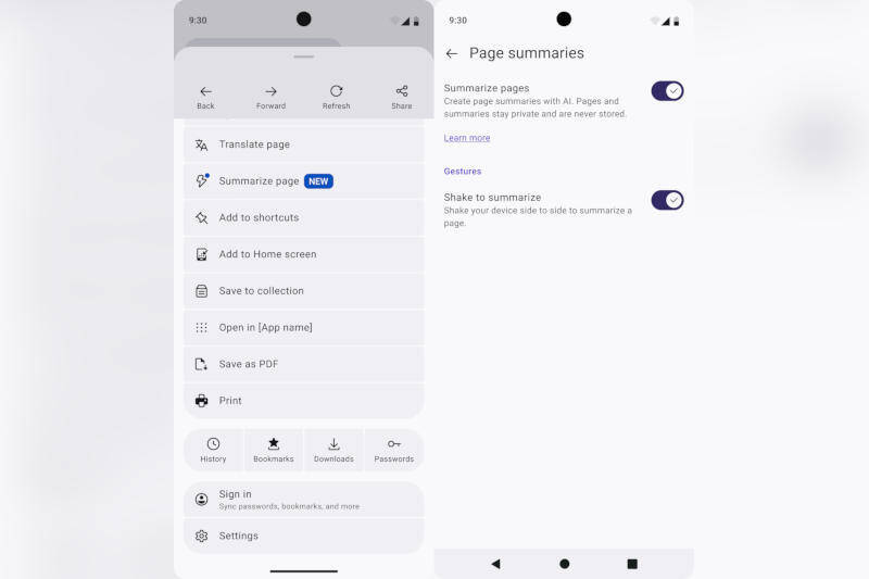Firefox для Android добавил ИИ-сводки по встряхиванию