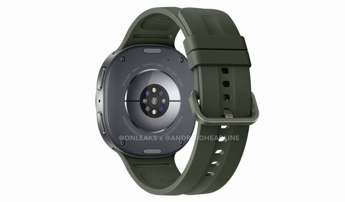 Задняя часть Galaxy Watch 9 с сенсорами и креплением